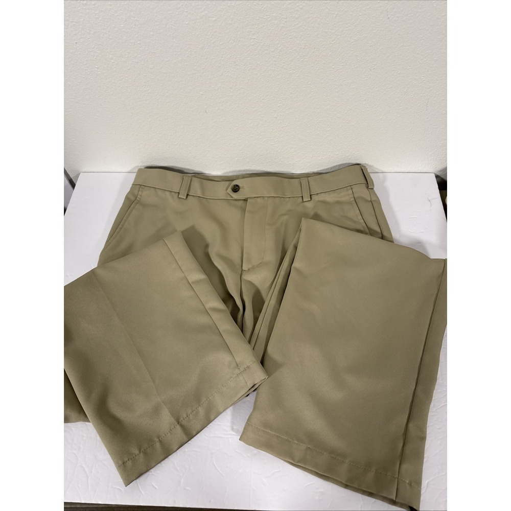IZOD‎ Golf Mens Pants Beige Slim Fit Flat Front Chino Size 34x30 L1